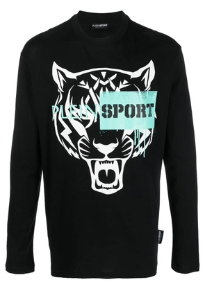 Plein Sport tiger-motif long-sleeved T-shirt - Black