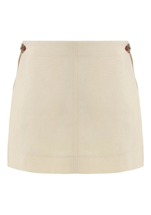Gucci trapeze horsebit linen mini skirt - Neutrals