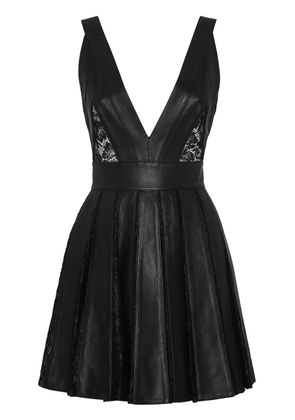 Philipp Plein sheer-panel leather minidress - Black