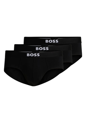 BOSS logo-waistband briefs (pack of three) - Black