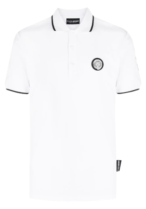 Plein Sport SS logo-patch cotton polo shirt - White