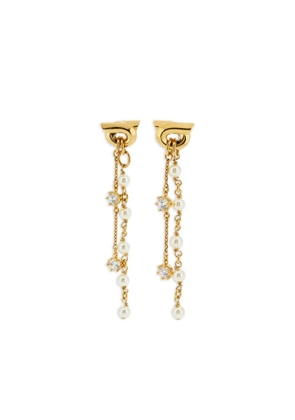 Ferragamo gancini crystal pearl earrings - Gold