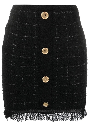 PINKO Girino basket-weave fringed miniskirt - Black