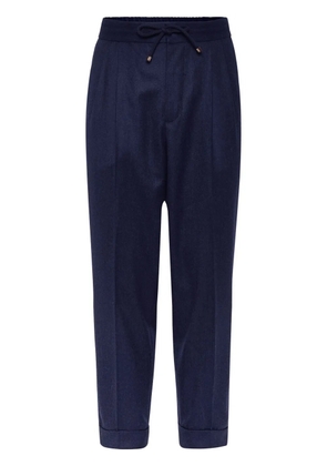 Brunello Cucinelli drawstring-waistband wool tapered trousers - Blue