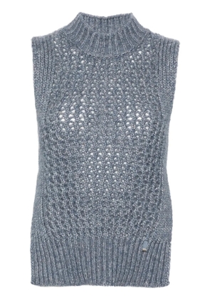 Herno high-neck lurex vest - Blue
