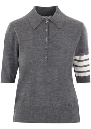Thom Browne short-sleeve virgin-wool polo shirt - Grey