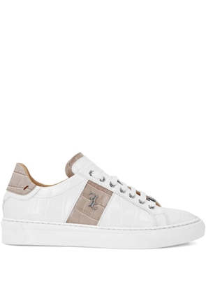 Billionaire crocodile-effect leather sneakers - White