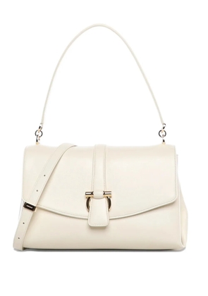 Ferragamo logo-buckle shoulder bag - White