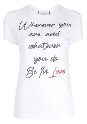 Philipp Plein crystal embellished-slogan slim T-shirt - White