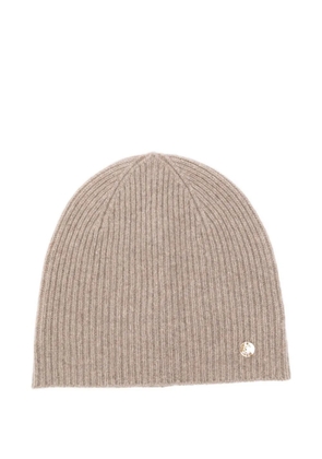 Coccinelle ribbed logo-plaque beanie - Neutrals