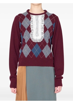 Kolor lace-insert sweater - Red