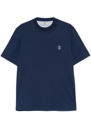 Brunello Cucinelli logo-print T-shirt - Blue