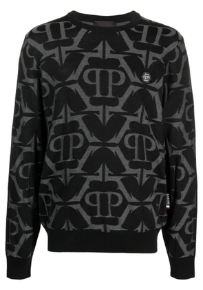 Philipp Plein Chrome patterned-intarsia sweatshirt - Black