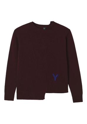 Y's asymmetric-hem wool sweater - Brown