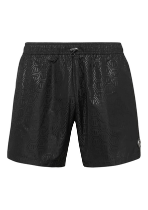 Philipp Plein logo-embossed swim shorts - Black