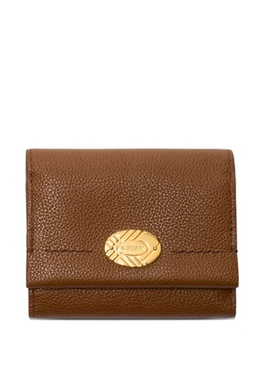Burberry check-engraved leather wallet - Brown