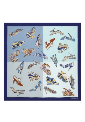 Ferragamo Genio-print silk scarf - Blue