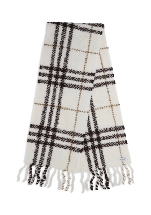 Burberry check fringed scarf - White