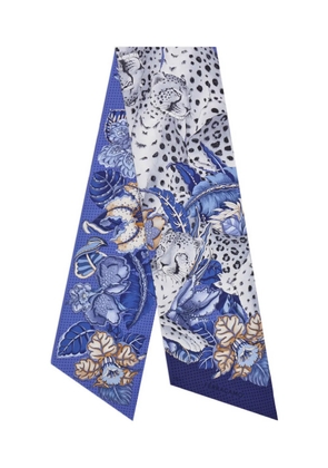 Ferragamo Cheetah-print silk scarf - Blue