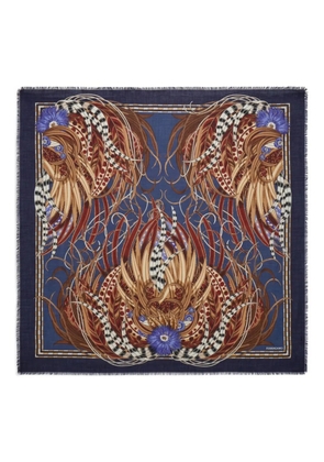 Ferragamo Rooster-print scarf - Blue