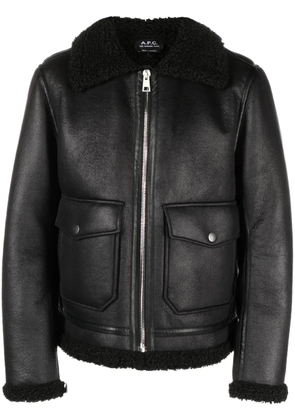 A.P.C. faux-shearling trim bomber jacket - Black