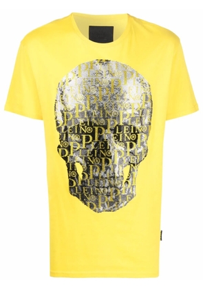 Philipp Plein beaded logo-skull T-shirt - Yellow