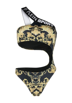 Plein Sport Baroque-print cut-out swimsuit - Black