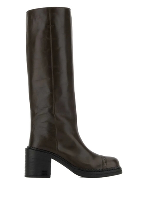 Miu Miu heeled leather boots - Brown