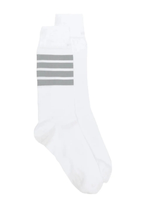 Thom Browne 4-Bar stripe mid-calf socks - White