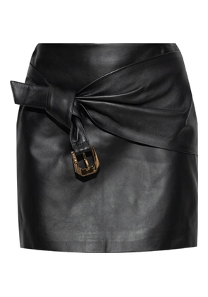 Versace leather draped skirt - Black