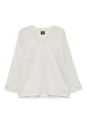 Needles raschel lace V-neck top - Grey