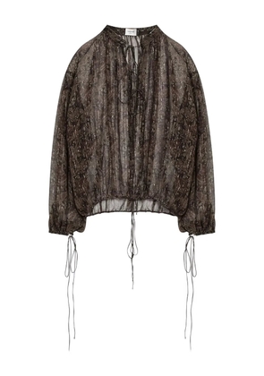 Saint Laurent paisley-print drawstring blouse - Green