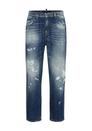 Philipp Plein distressed paint-splatter jeans - Blue