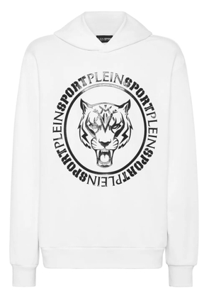 Plein Sport Carbon Tiger cotton-blend hoodie - White