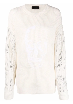 Philipp Plein crystal-embellished knitted jumper - Neutrals