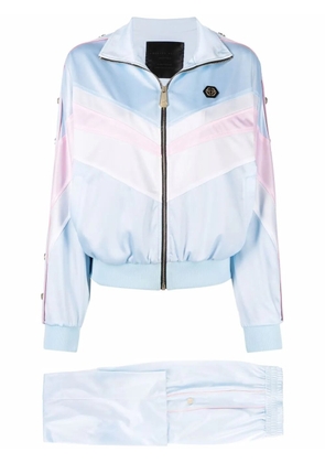 Philipp Plein logo-embroidered striped tracksuit set - Blue