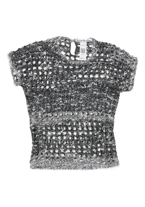 Acne Studios crochet-knit cropped T-shirt - Grey
