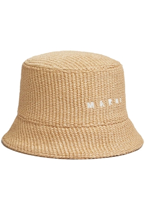 Marni logo-embroidered bucket hat - Neutrals