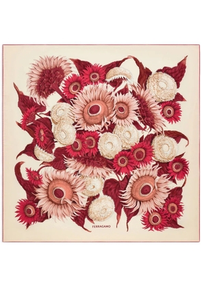 Ferragamo Sunflower print silk scarf - Neutrals