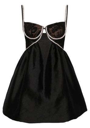 Self-Portrait diamante taffeta mini dress - Black