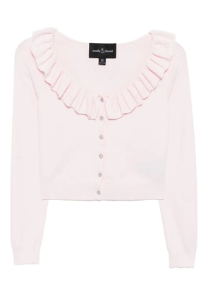 Needle & Thread pointelle-trim cropped cardigan - Pink