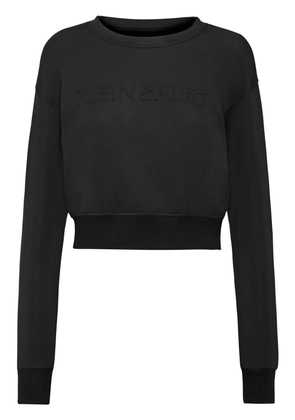 Plein Sport logo-embroidered cropped sweatshirt - Black