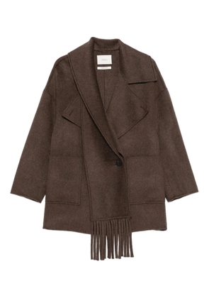 VICOLO fringed-collared coat - Brown