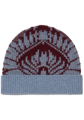 ETRO intarsia-knit wool beanie - Blue
