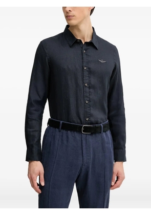 Aeronautica Militare embroidered linen shirt - Blue
