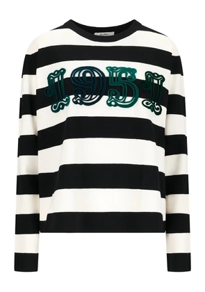 Max Mara Viterbo striped-pattern embroidered T-shirt - Black