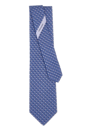 Ferragamo equestrian-print silk tie - Blue