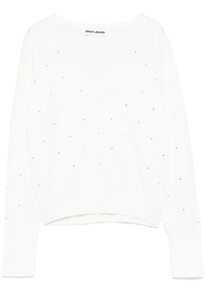 DKNY studs V-neck sweater - White