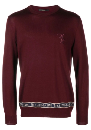 Billionaire LS logo-embroidered wool-silk jumper