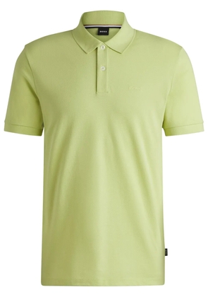 BOSS logo-embroidered cotton polo shirt - Green